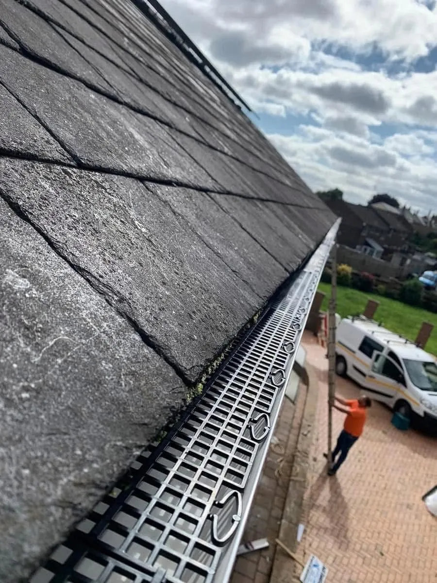 Gutter guard fitted on a slate roof in Polzeath